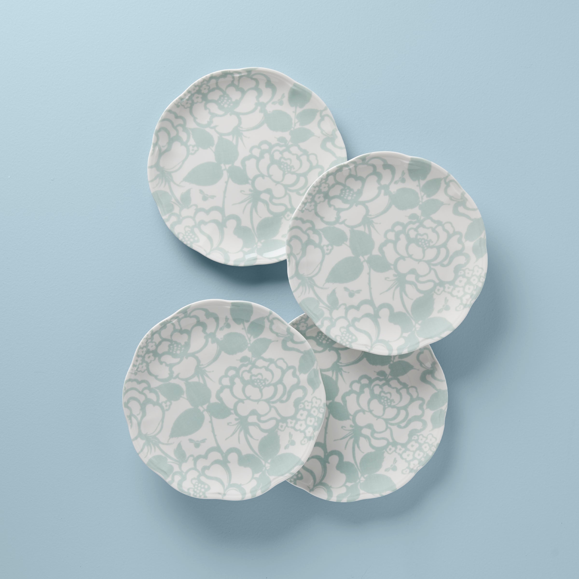 Butterfly Meadow Cottage Sage Accent Plates - Set of 4
