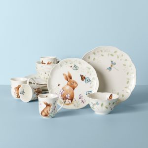 Butterfly Meadow Bunny 16-Piece Dinnerware Set