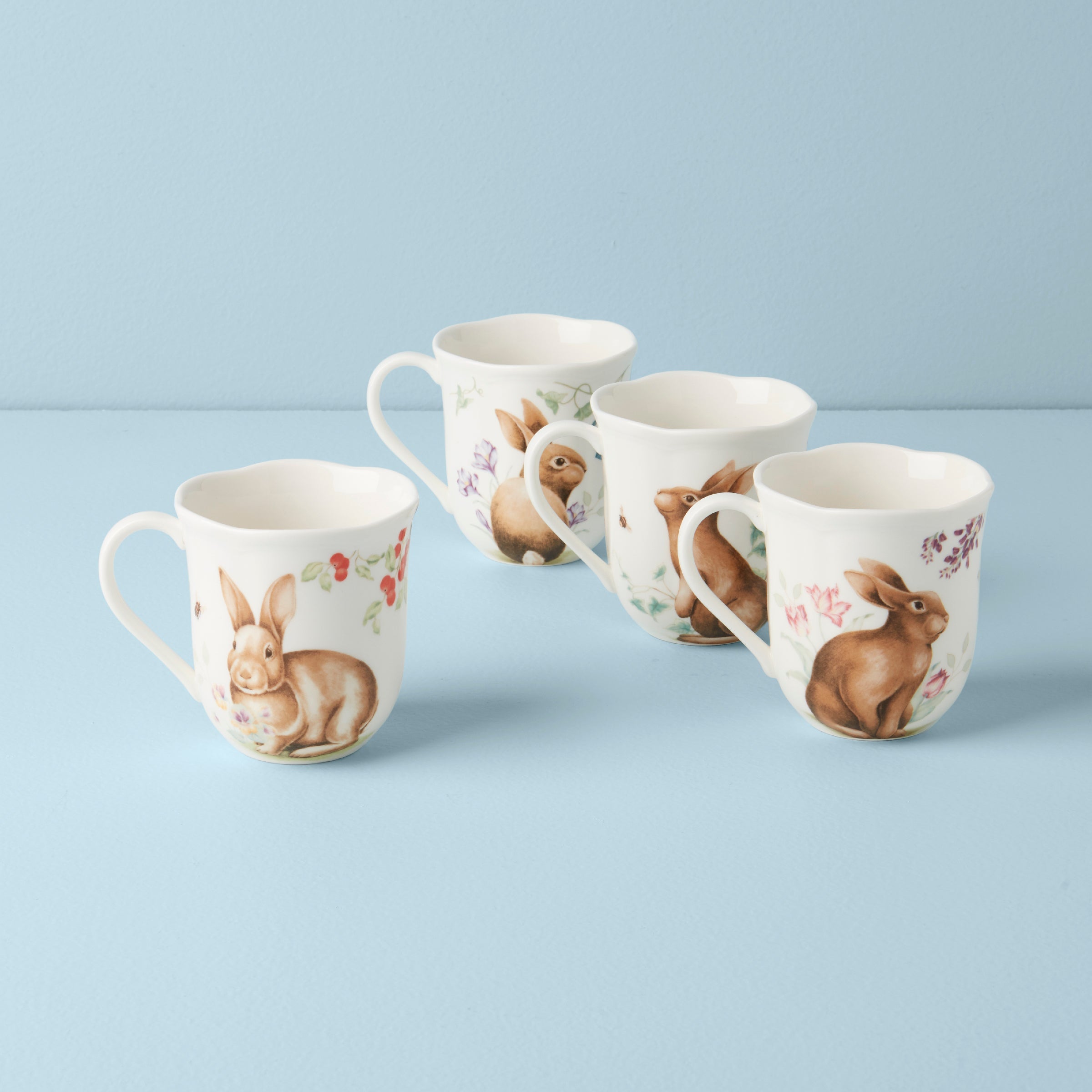 Butterfly Meadow Bunny Mugs - Set of 4 - Image 2