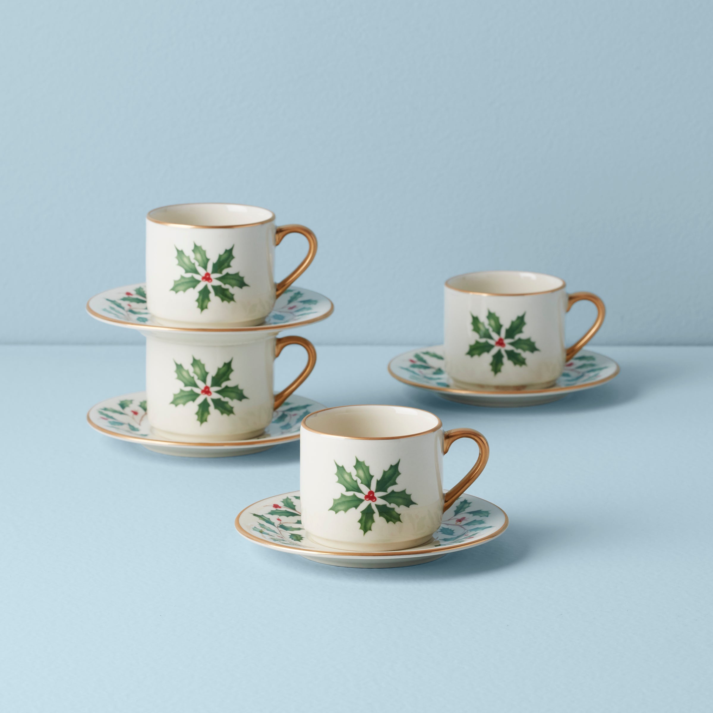 Holiday Espresso Cup & Saucer - Set of 4