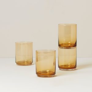 Tuscany Classics Stackable Amber Tall Glasses - Set Of 4