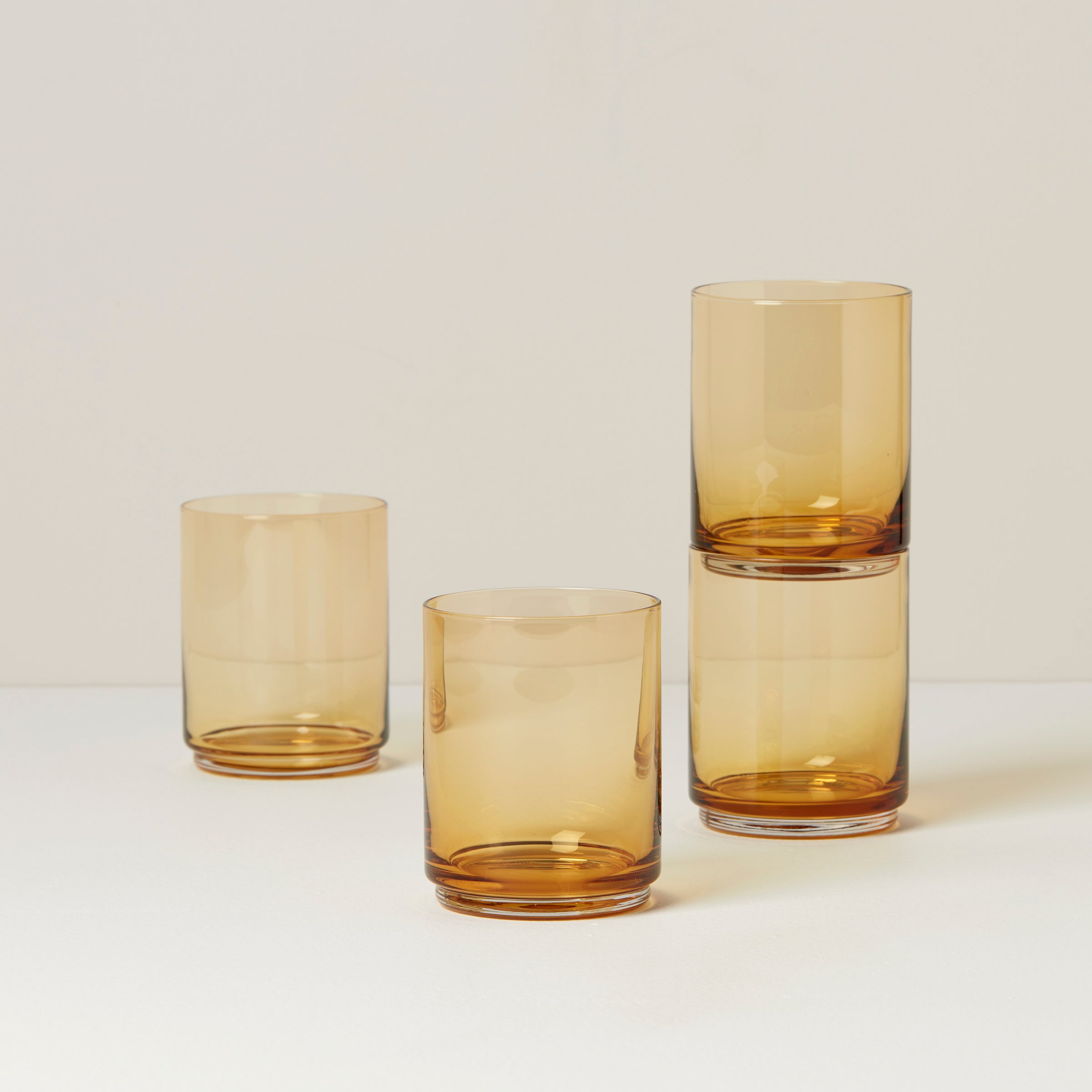 Tuscany Classics Stackable Amber Tall Glasses - Set Of 4