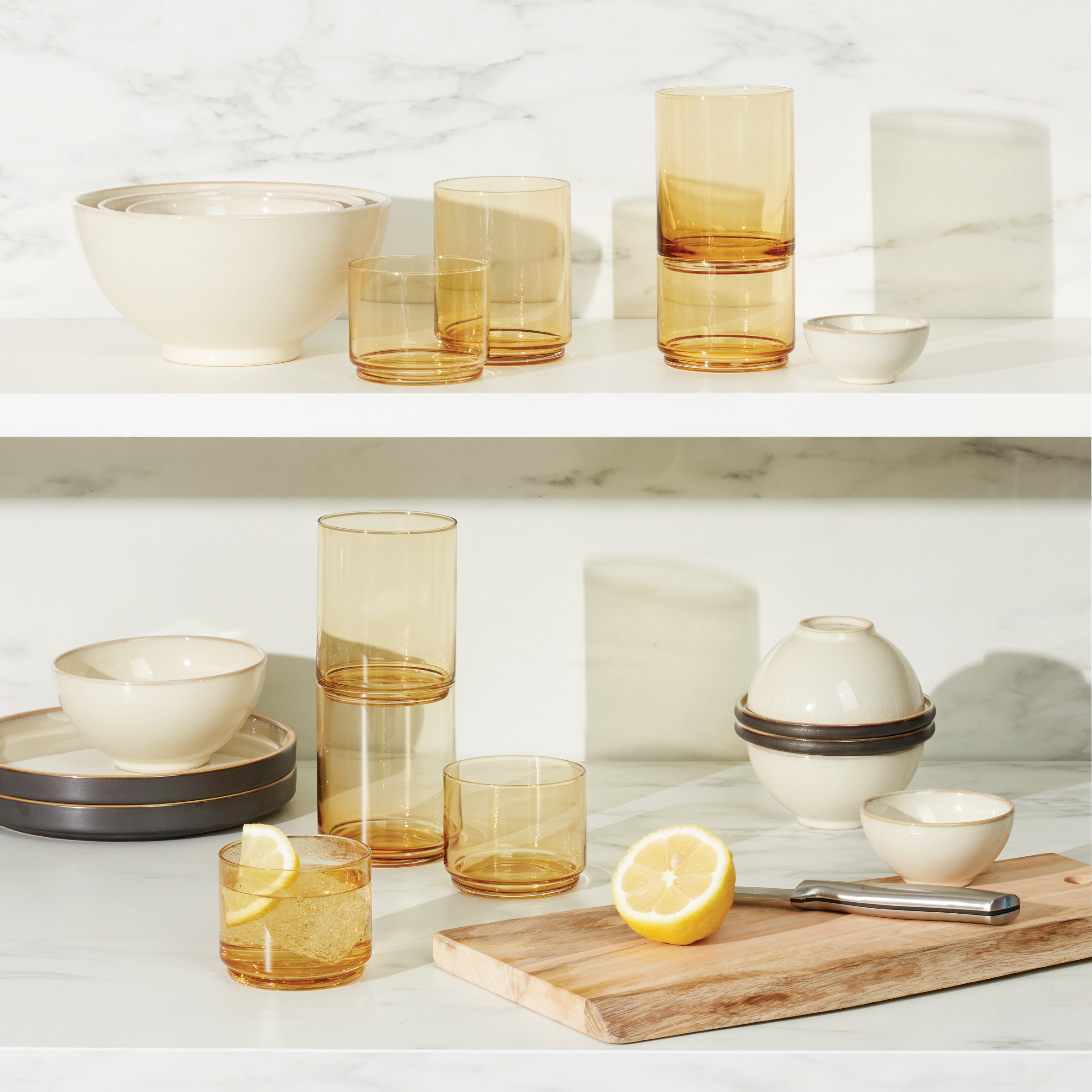 Tuscany Classics Stackable Amber Short Glasses - Set Of 4 - Image 4