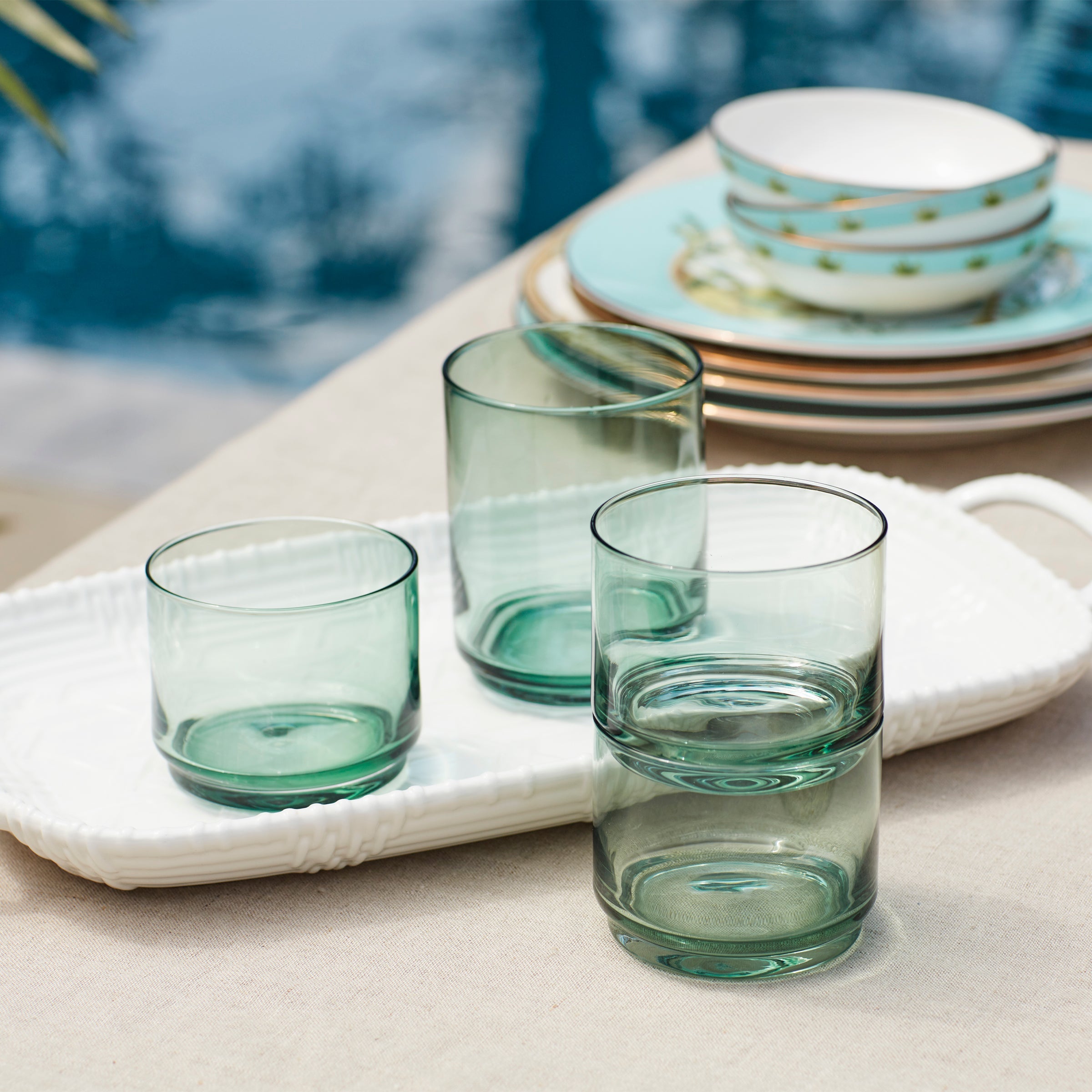 Tuscany Classics Stackable Green Tall Glasses - Set Of 4 - Image 4