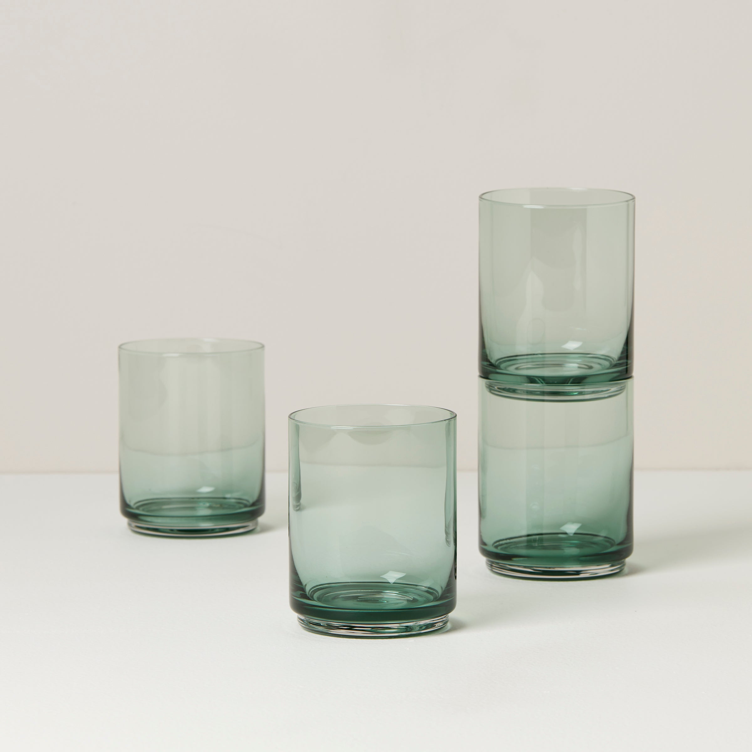 Tuscany Classics Stackable Green Tall Glasses - Set Of 4