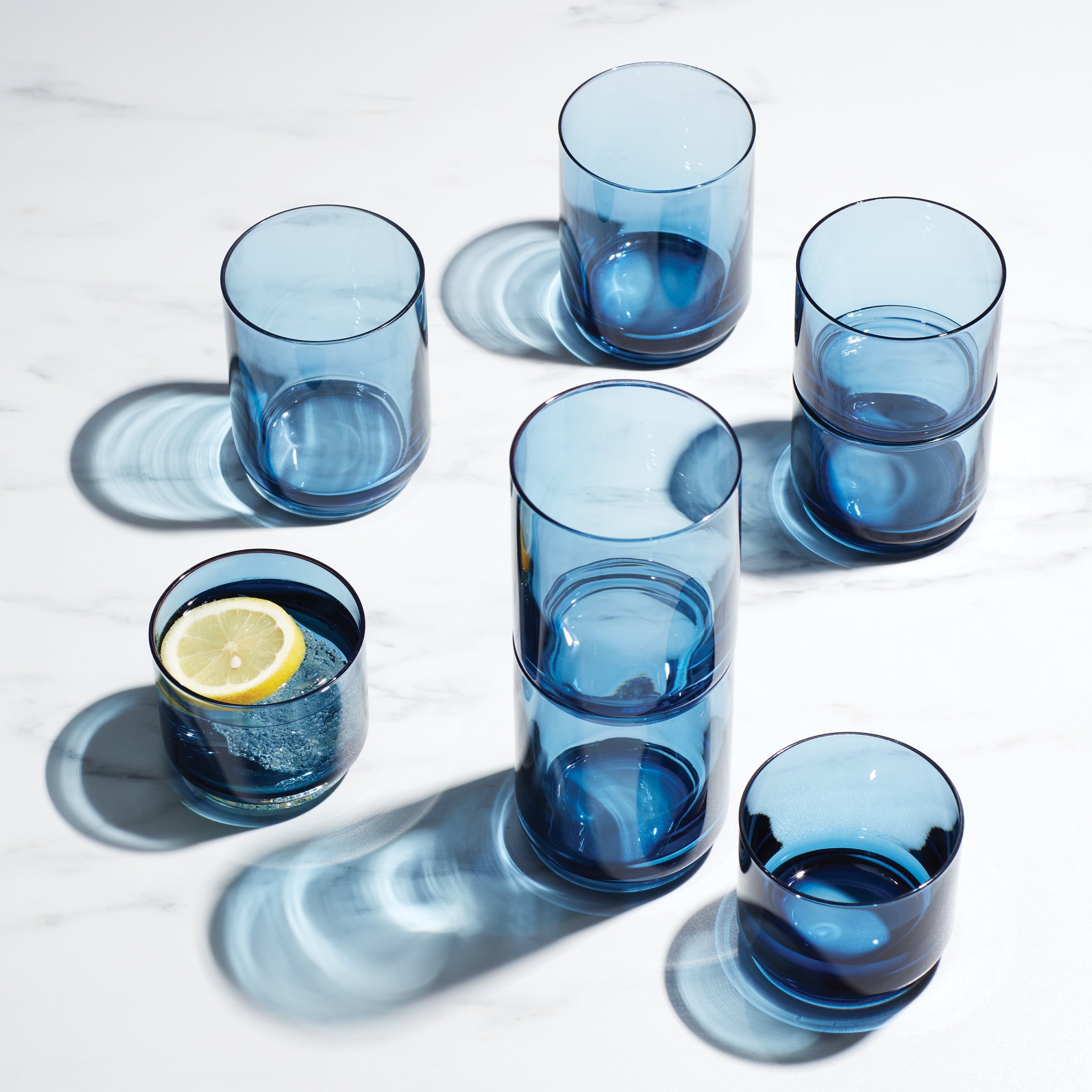 Tuscany Classics Stackable Blue Tall Glasses - Set Of 4 - Image 2