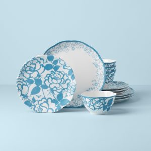 Butterfly Meadow Cottage Cornflower 12-Piece Dinnerware Set