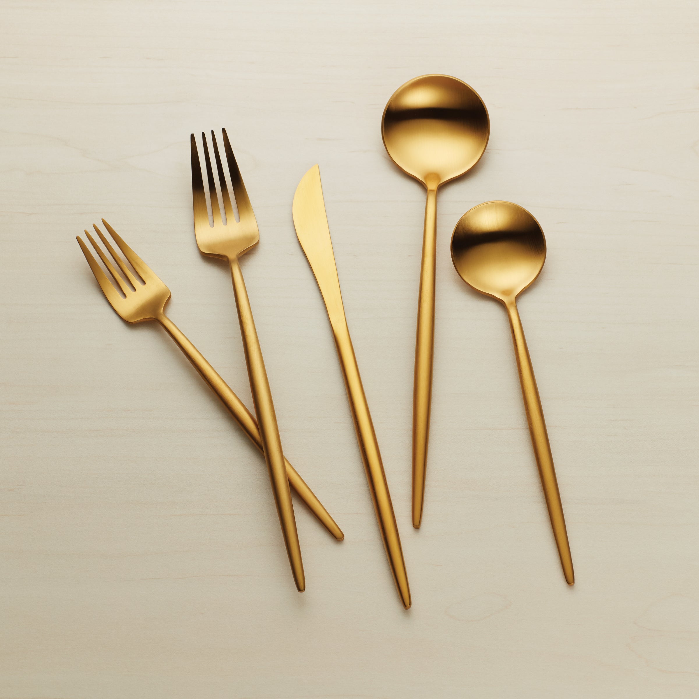 Zephyr Gold Satin 45 Piece Flatware Set - Image 9