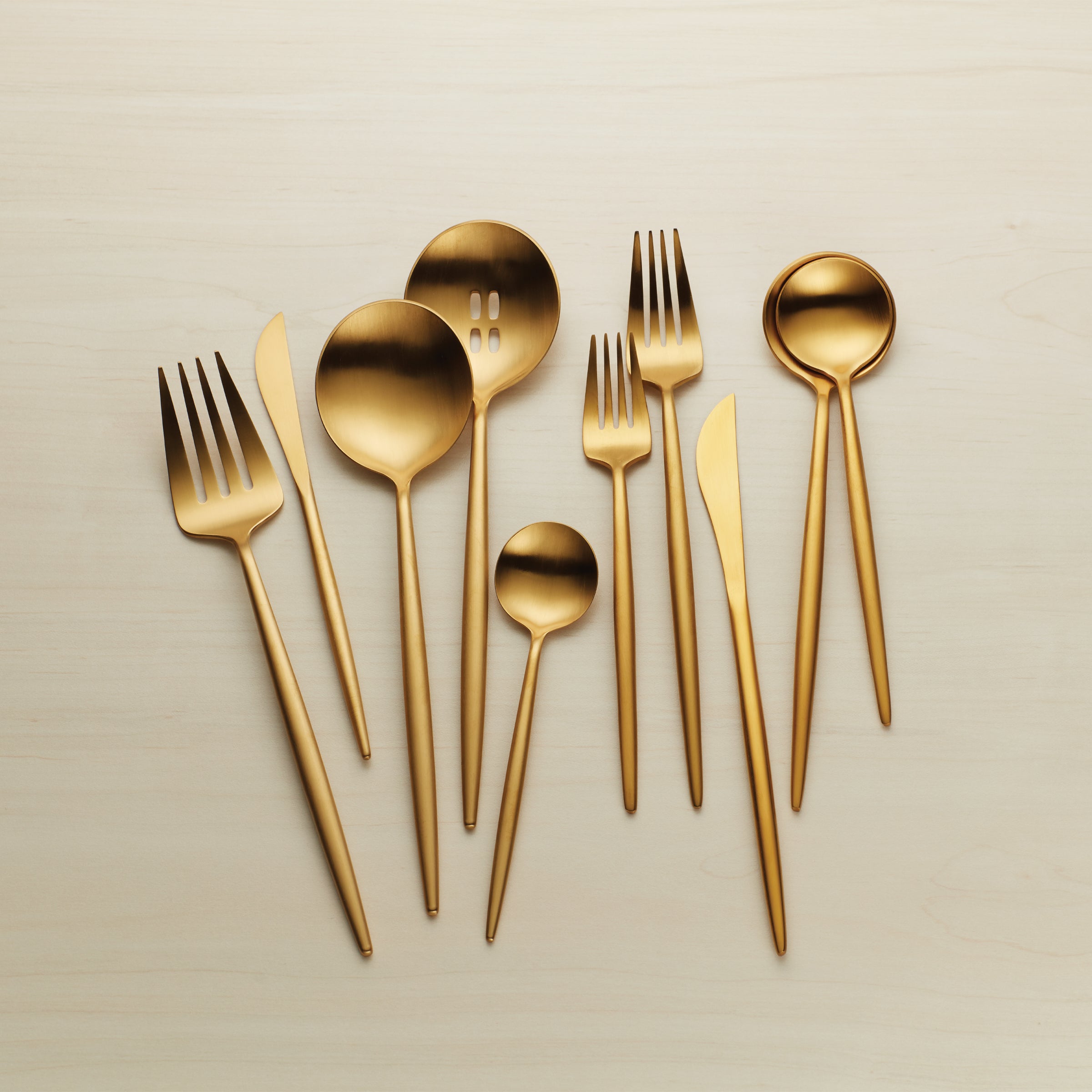 Zephyr Gold Satin 45 Piece Flatware Set - Image 8