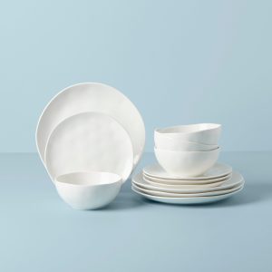 Bay Colors 12-Piece Dinnerware Set. White