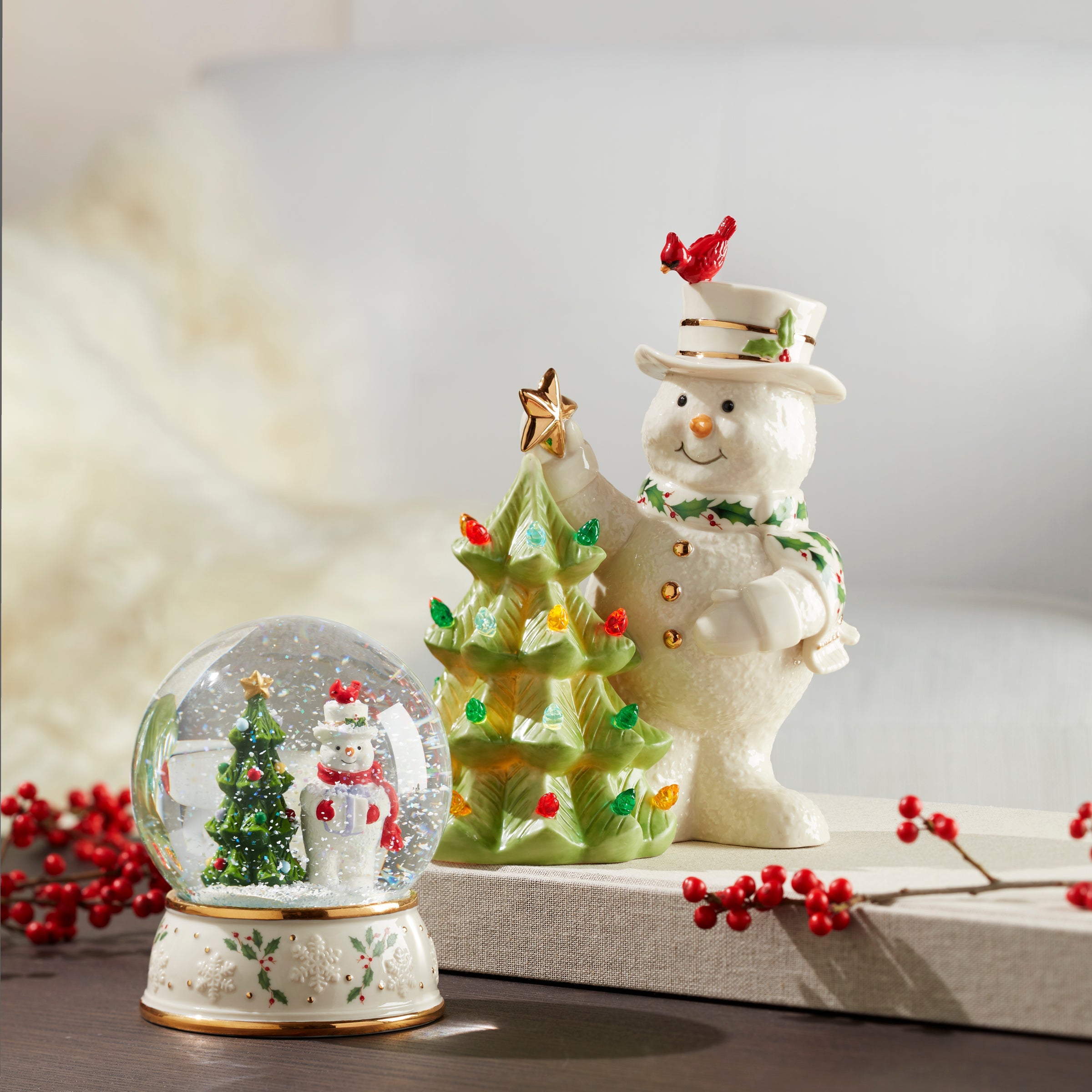 Happy Holly Days Snowman Lit Figurine - Image 6