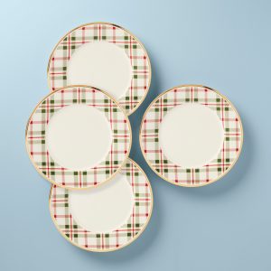 Holiday Plaid Dinner Plates - Set of 4