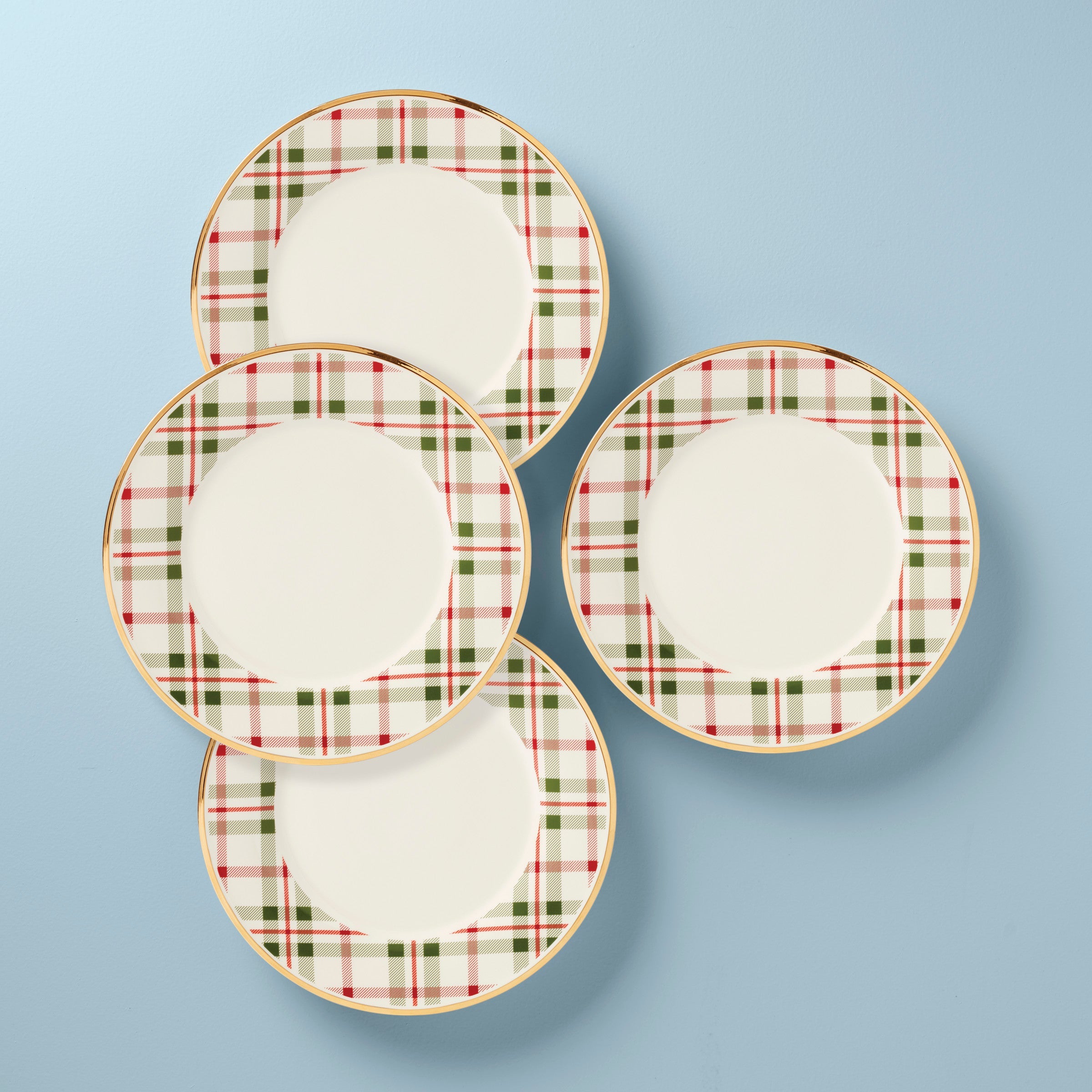 Holiday Plaid Dinner Plates - Set of 4