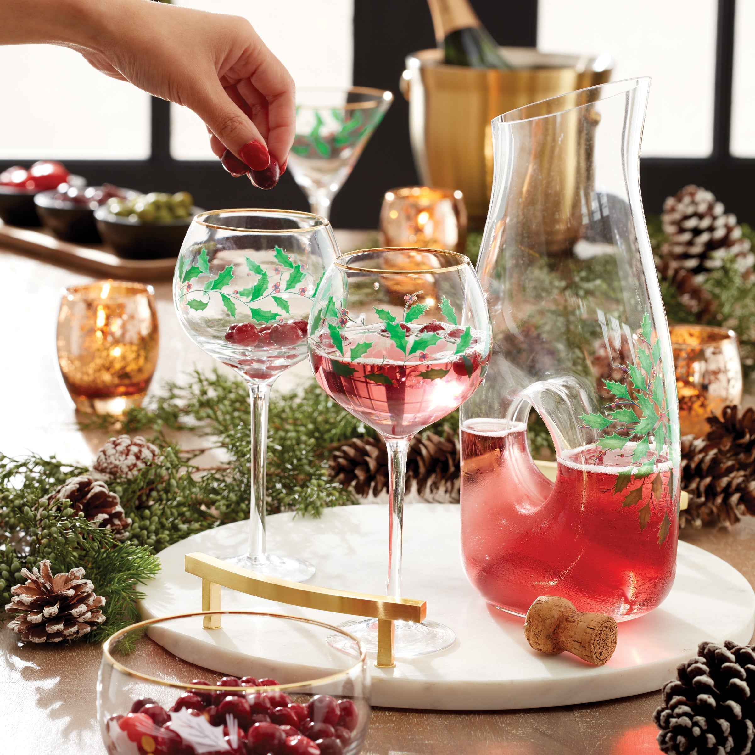 Holiday 3 pc Decanter & Wine Glasses Set - Image 2