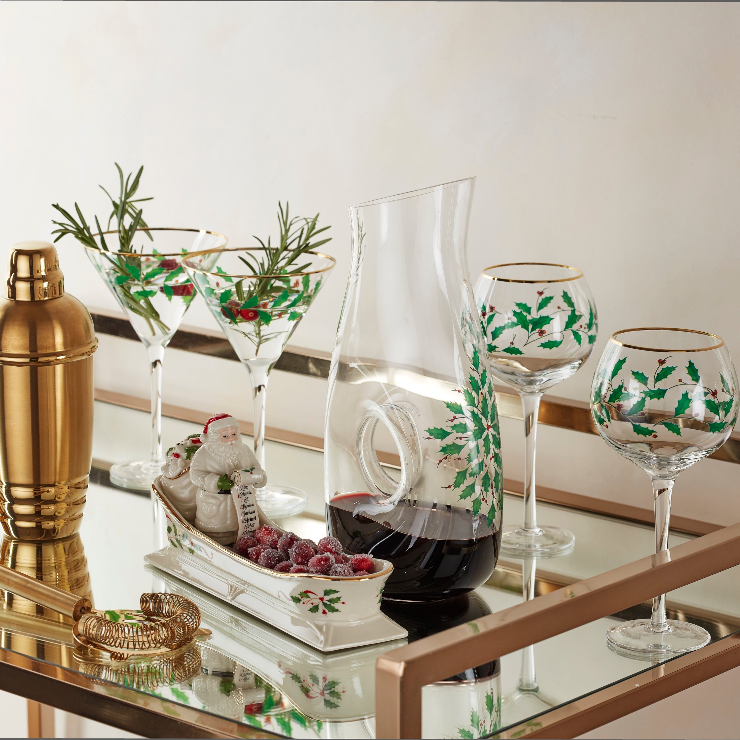 Holiday 3 pc Decanter & Wine Glasses Set - Image 3