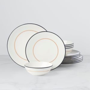 Make It Pop 12-Piece Dinnerware Set - Black/Gold