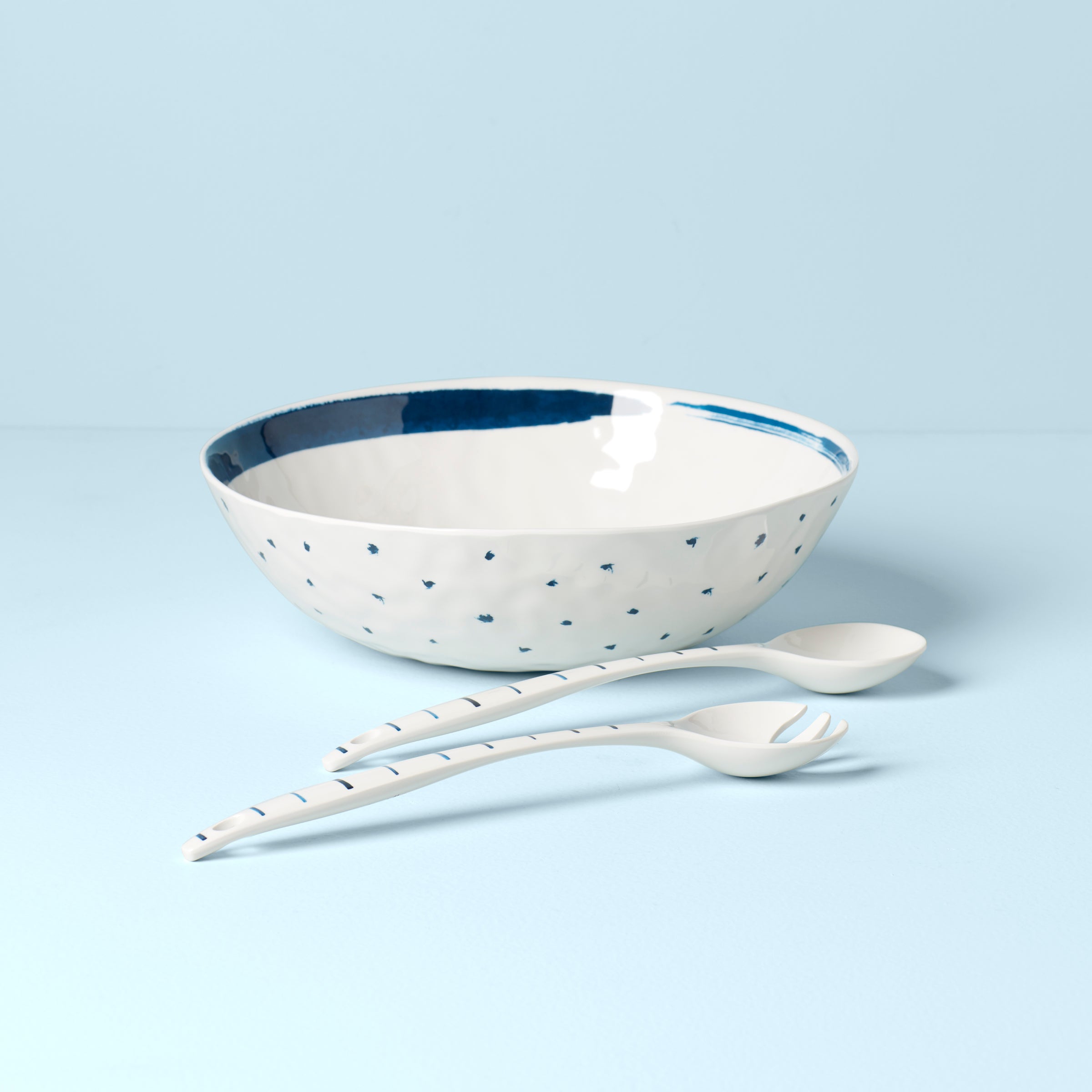 Blue Bay Melamine Salad Bowl With Servers - Image 2