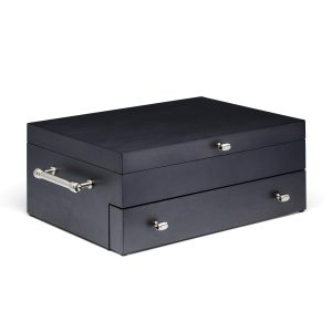 2 Tier Wood Charcoal Flatware Chest