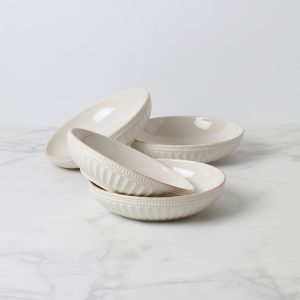 French Perle Groove Pasta Bowls - Set of 4