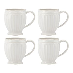 French Perle Groove Mugs - Set of 4