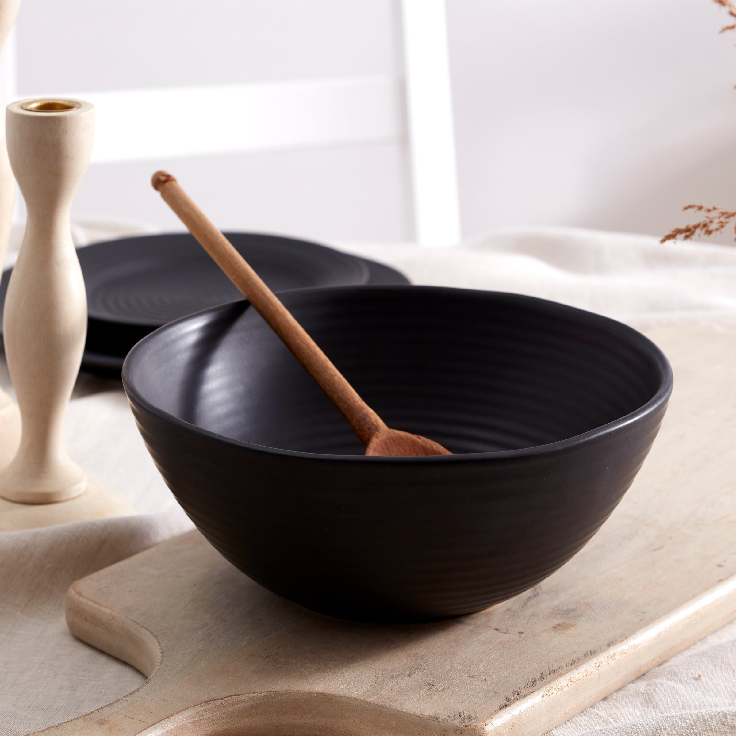 Ridge Black 12-Piece Dinnerware Set - Image 16