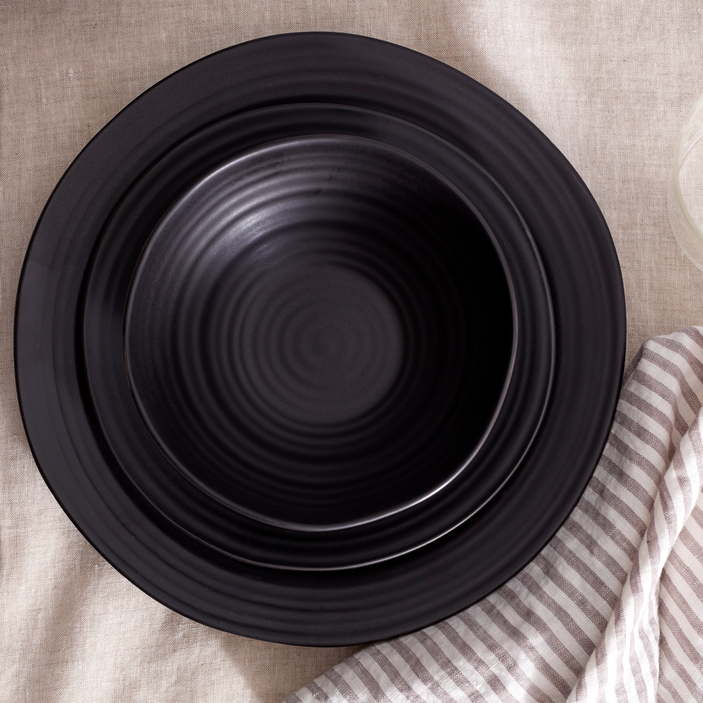 Ridge Black 12-Piece Dinnerware Set - Image 4