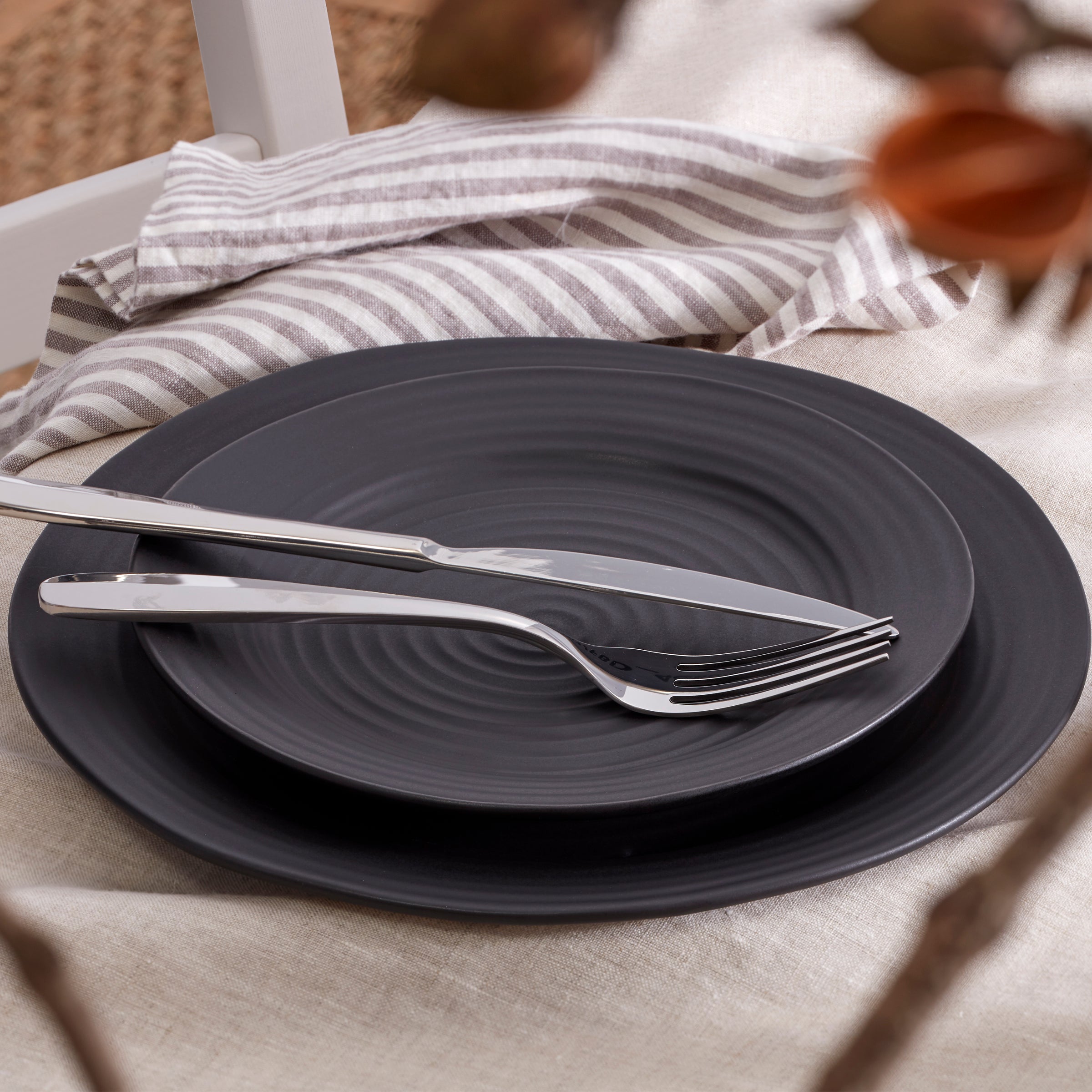 Ridge Black 12-Piece Dinnerware Set - Image 13