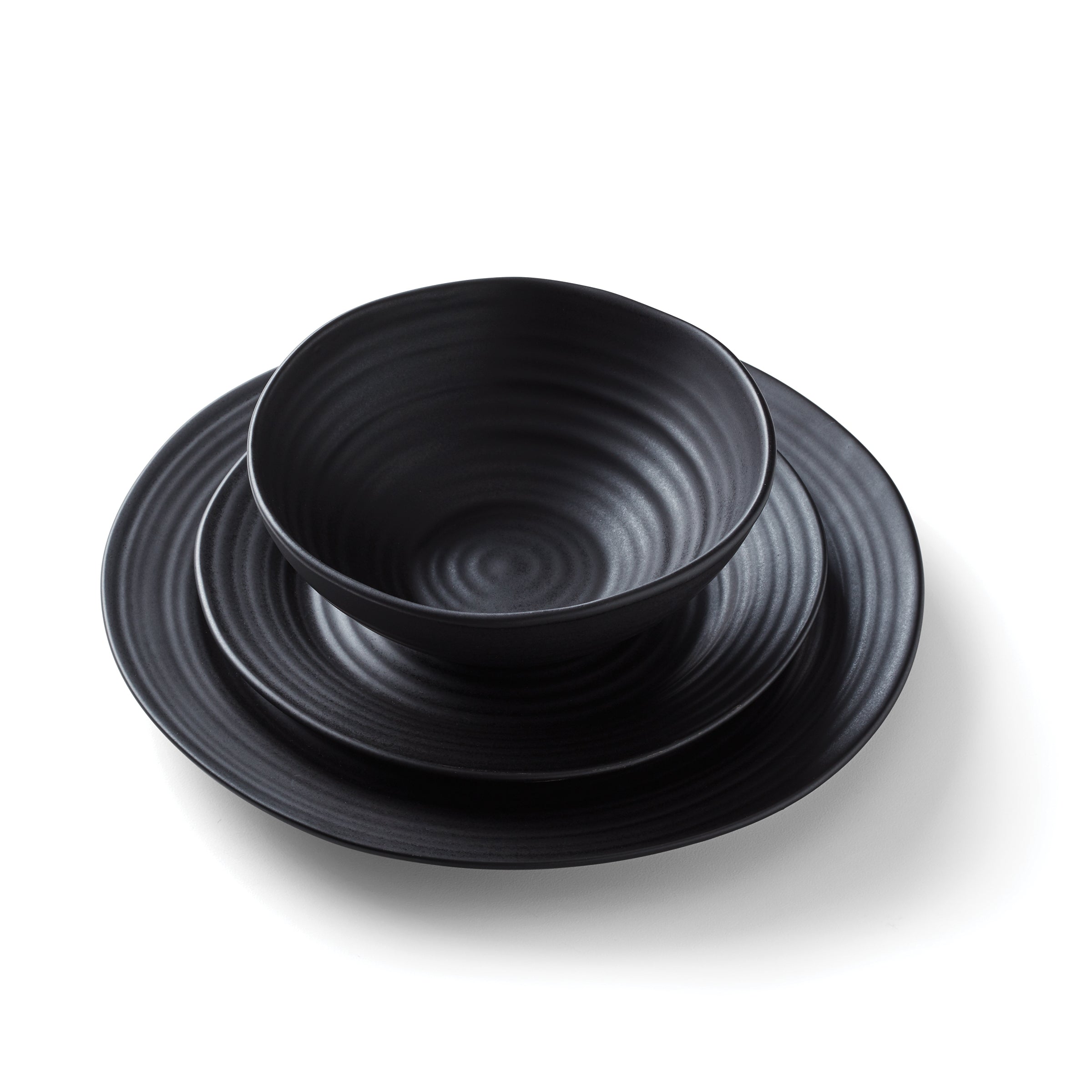 Ridge Black 12-Piece Dinnerware Set - Image 8