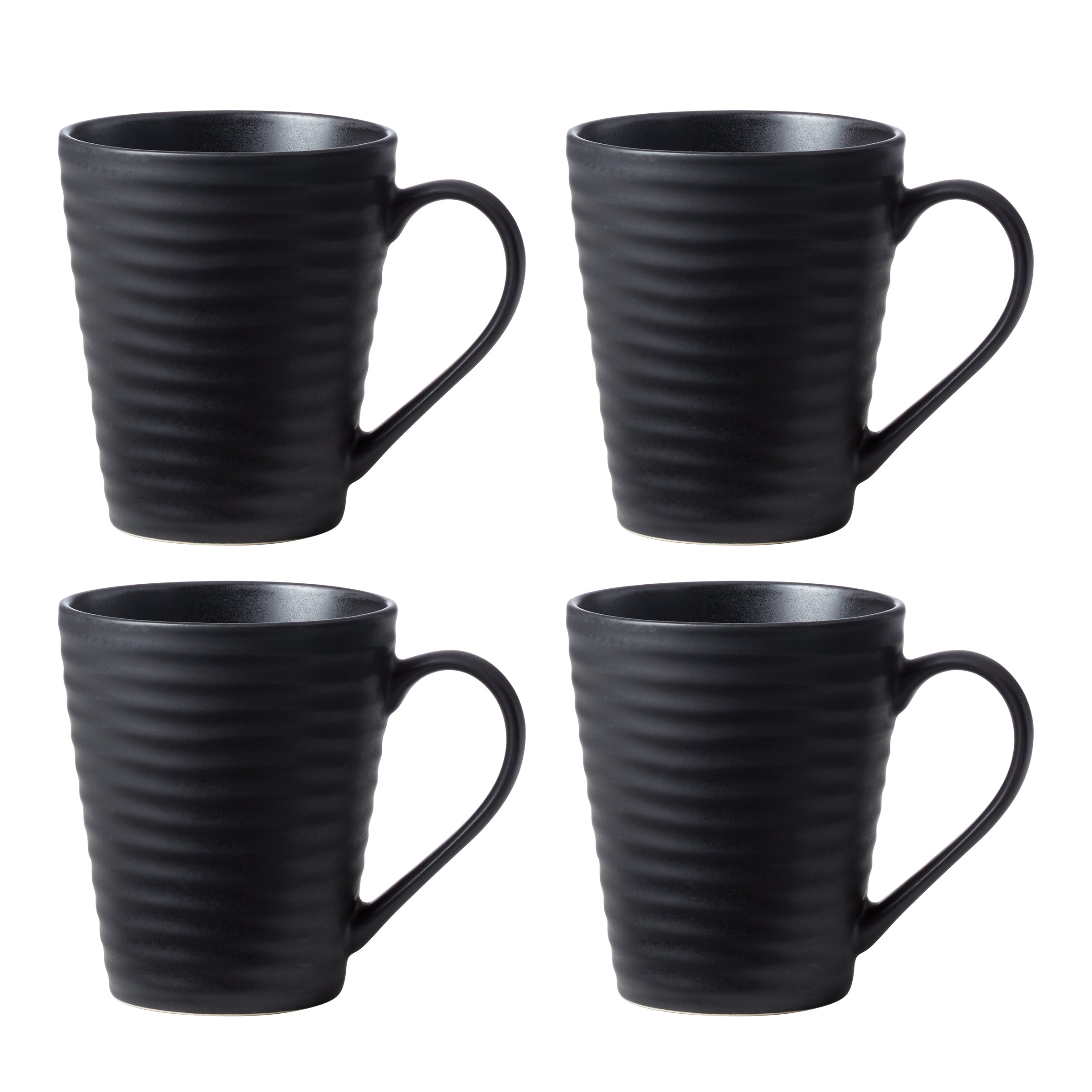 Ridge Black Mugs - Set of 4