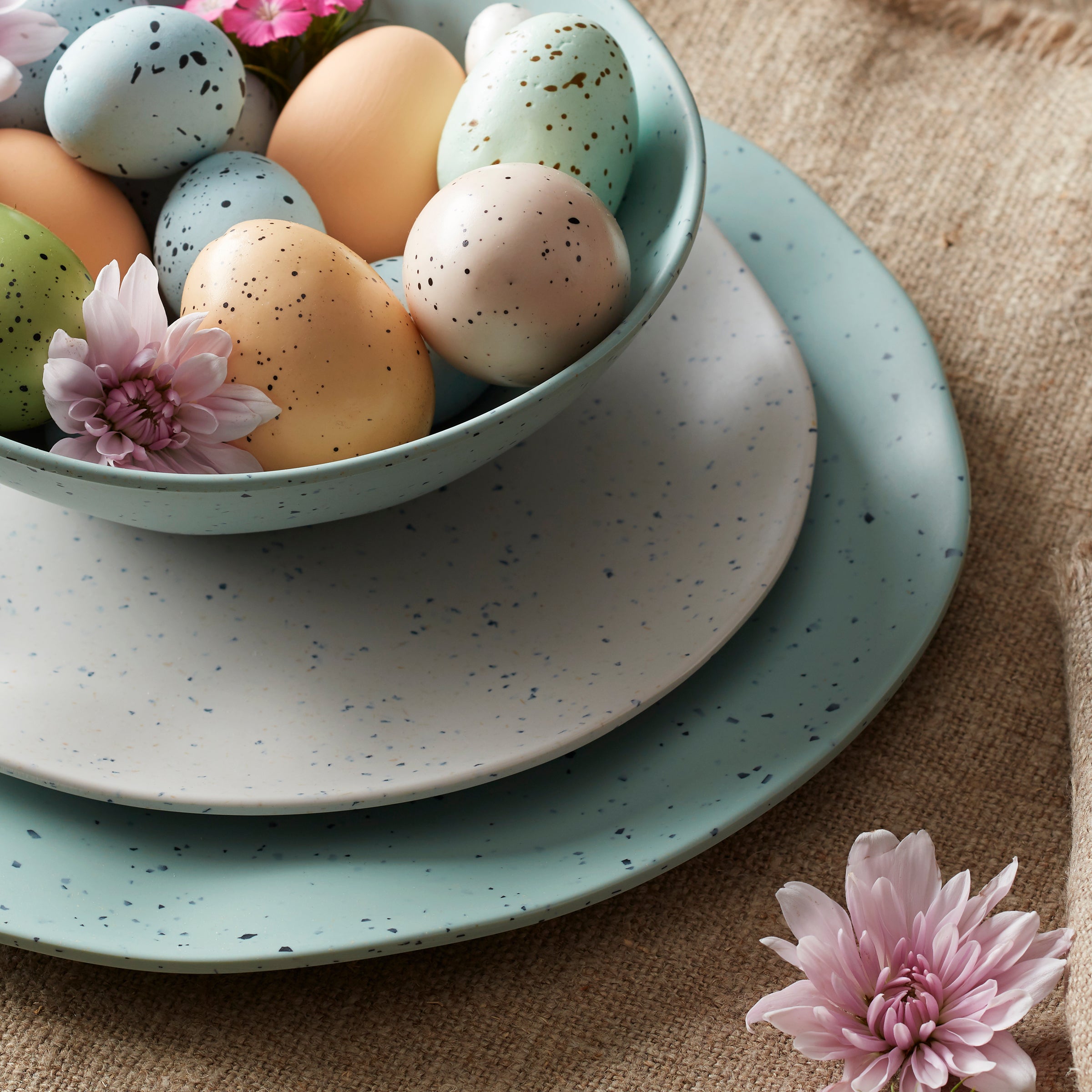 Terrazzo Melamine Cream 12-Piece Dinnerware Set - Image 9