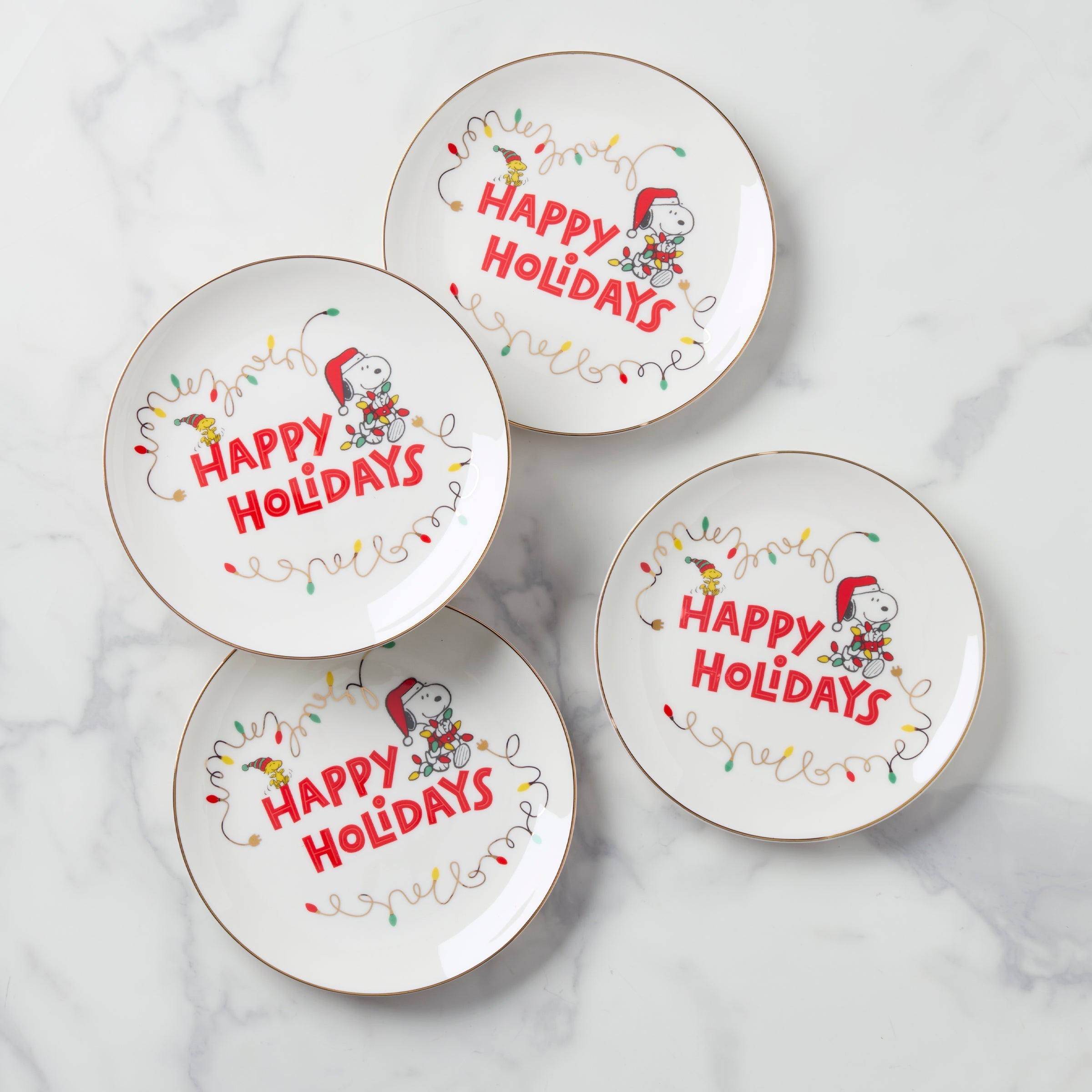Snoopy Christmas Accent Plates - Set of 4