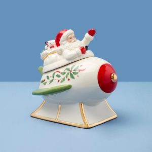 Holiday Santa's Rocket Covered Candy Dish
