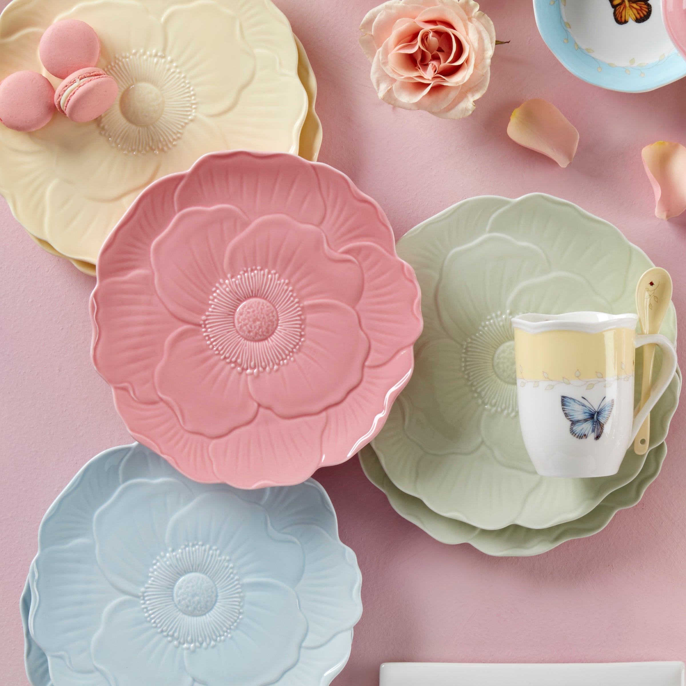 Butterfly Meadow Floral Blue Accent Plates - Set of 4 - Image 4