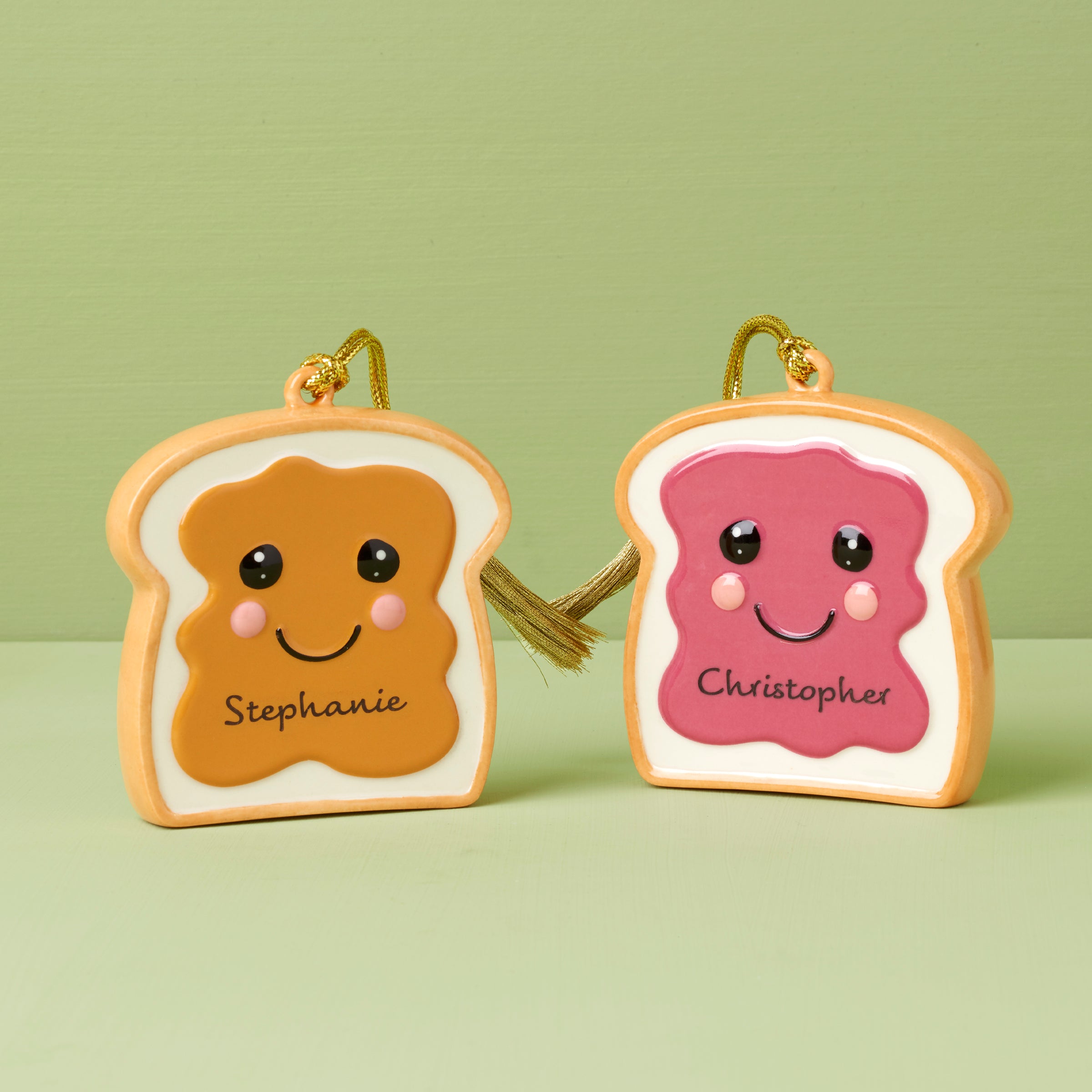 Personalized 2-Piece Peanut Butter & Jam Ornament Set