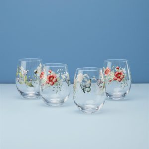 Butterfly Meadow Stemless Wine Glasses - Set Of 4