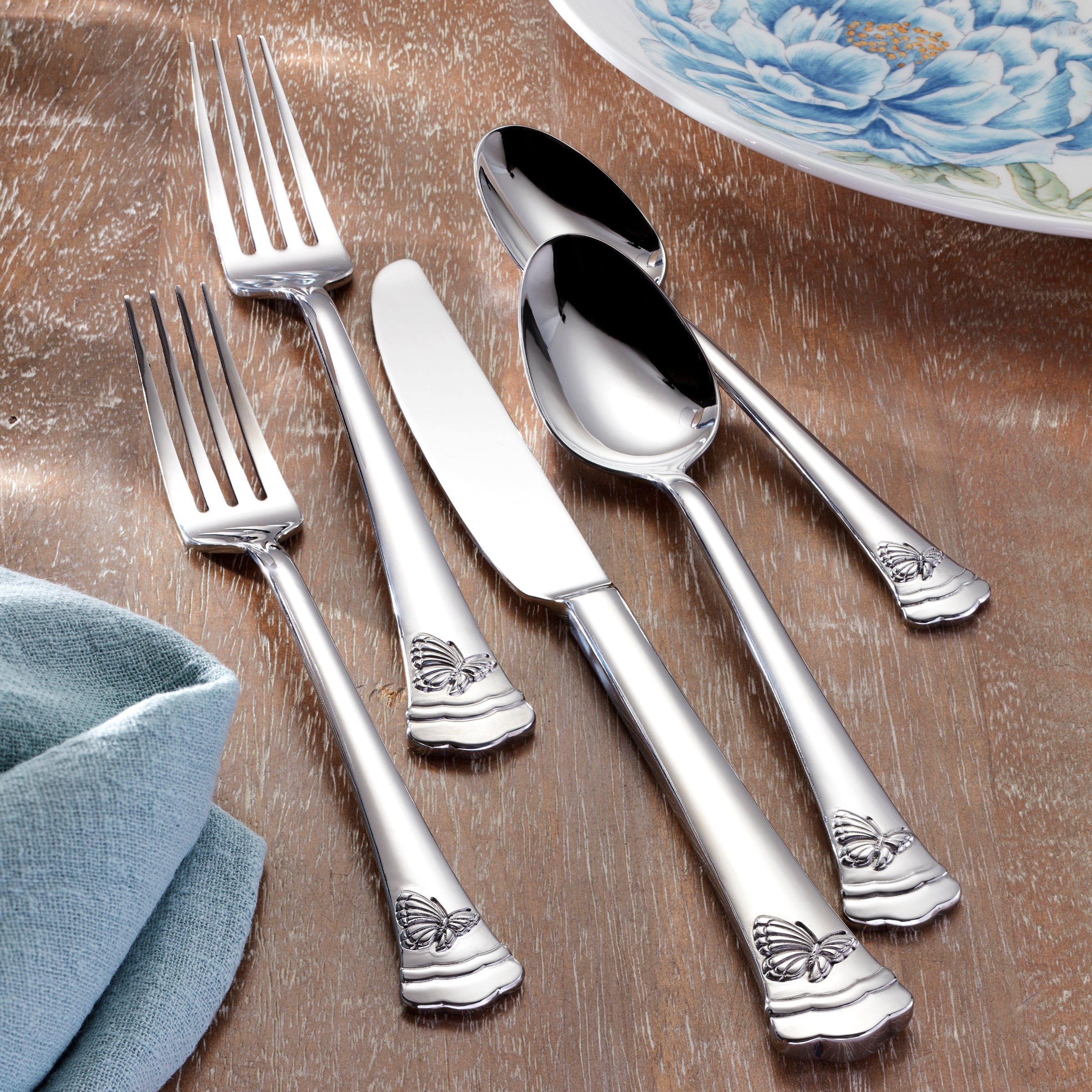 Butterfly Meadow II Mirror 65 Piece Flatware Set - Image 3