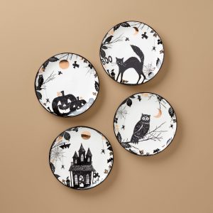 Vintage Halloween Haunted Accent Plates - Set of 4