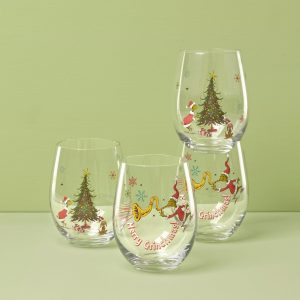 Merry Grinchmas Glass Tumblers - Set Of 4