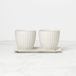 French Perle Scallop 3-Piece Herb Pot Set
