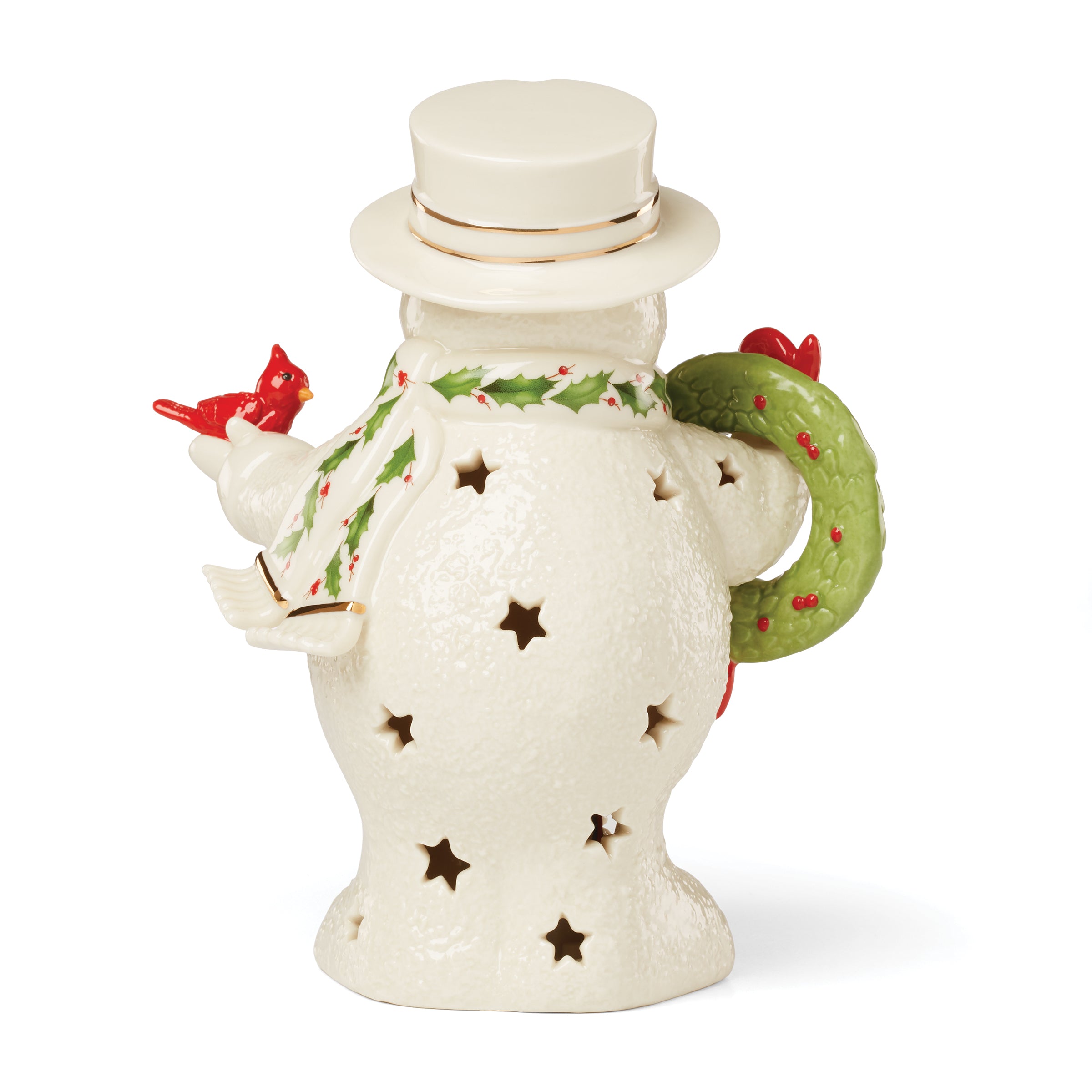 Happy Holly Days Snowman Holding Wreath Figurine - Image 5