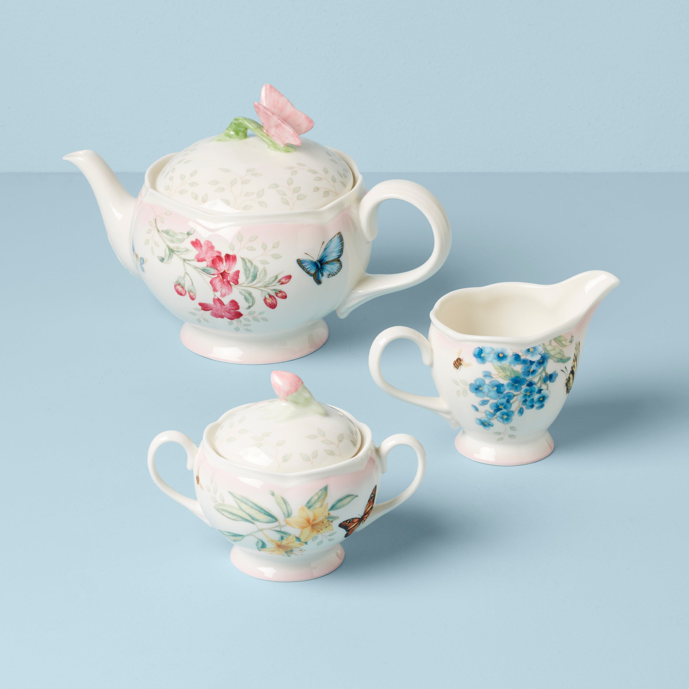 Butterfly Meadow Pink Ombre 5-Piece Tea Set - Image 2