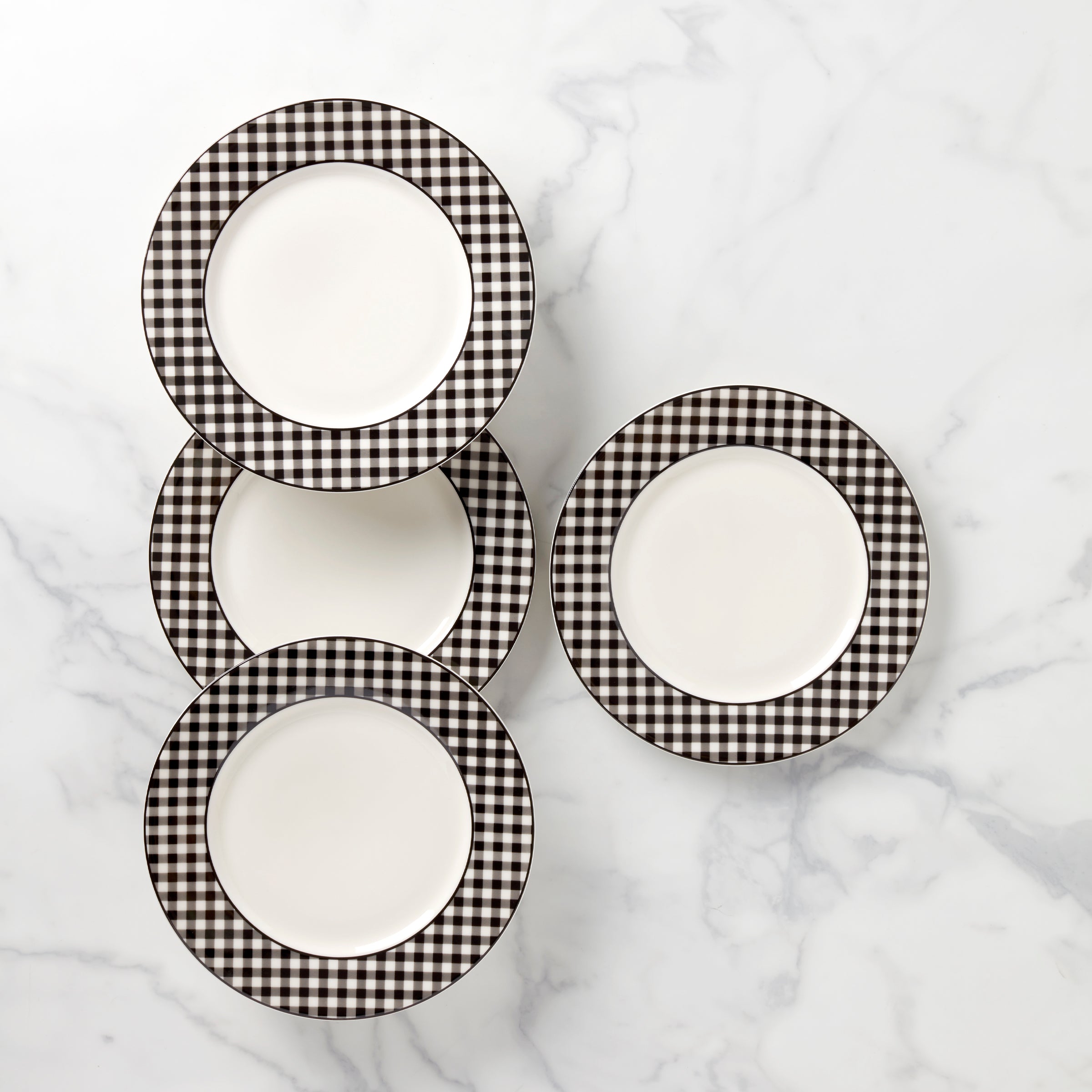 Gingham Black Dinner Plates - Set of 4