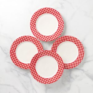 Gingham Red Dinner Plates - Set of 4