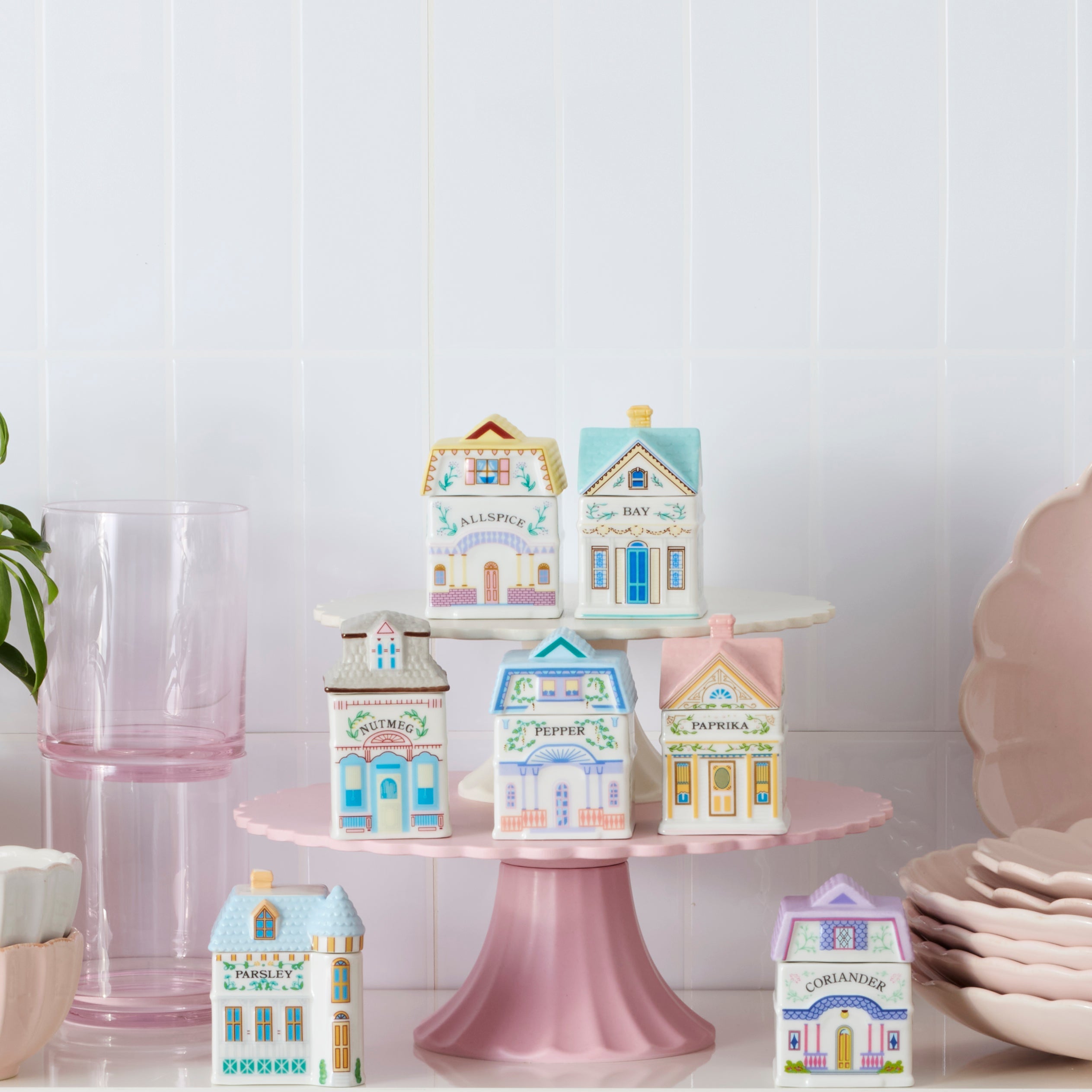 Medium Reusable Bamboo Cake Stand. Pink - Image 2