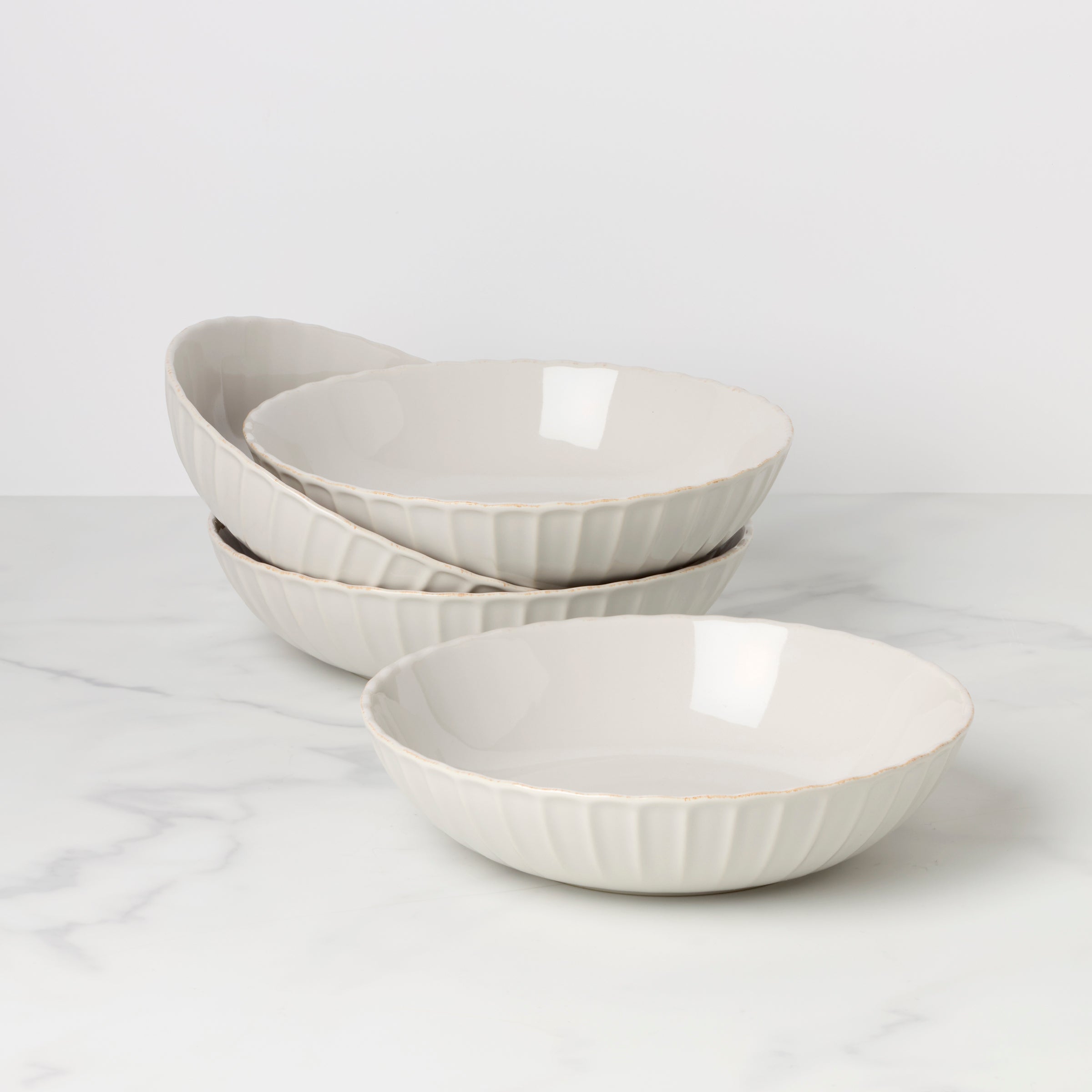 French Perle Scallop Pasta Bowls - Set of 4