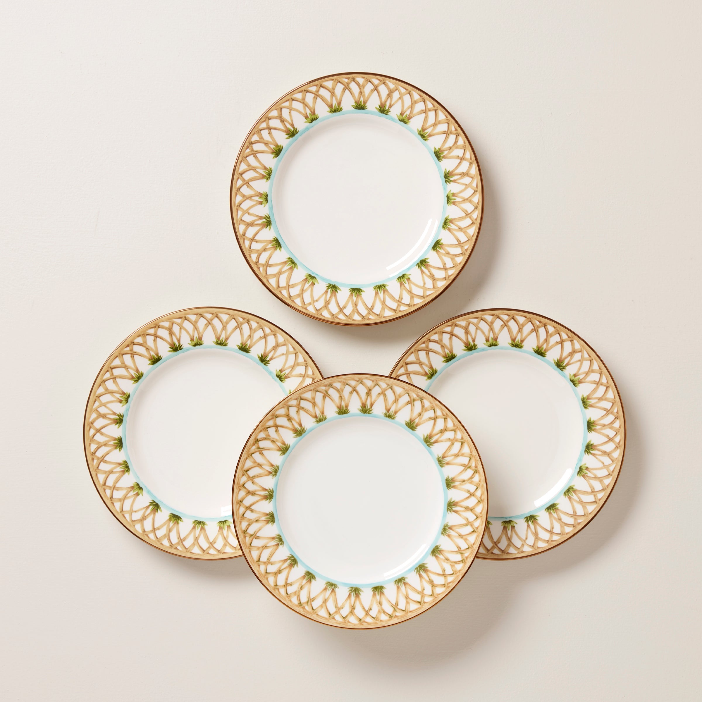British Colonial Bamboo Accent Plates - Set of 4