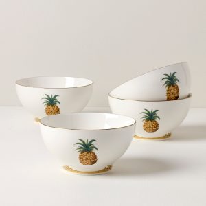 British Colonial Bamboo Rice Bowls - Set of 4