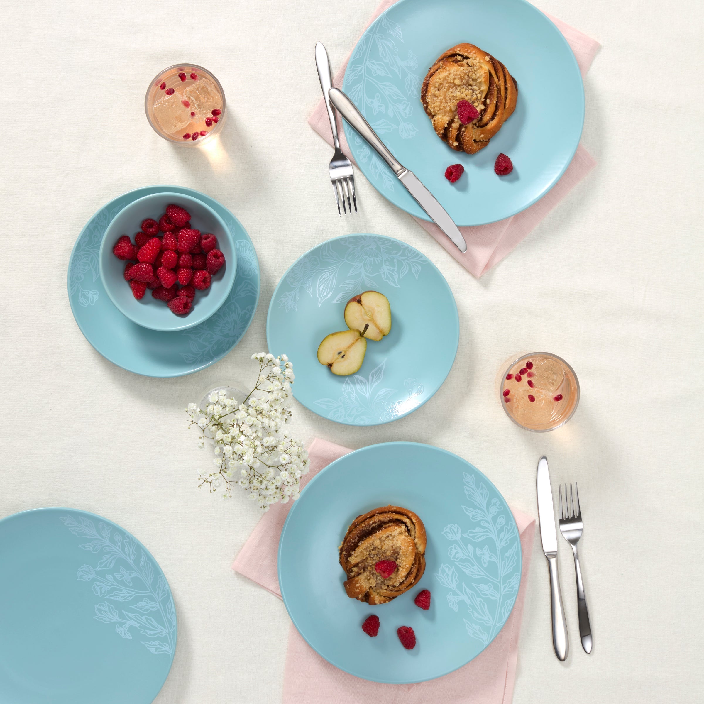 Roseto French Blue 12-Piece Dinnerware Set - Image 3