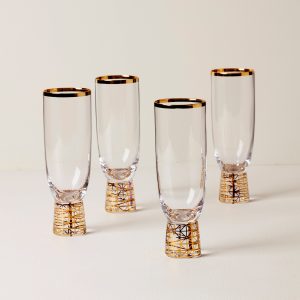 Tuscany Classics Gold Frost Flute Glasses - Set Of 4