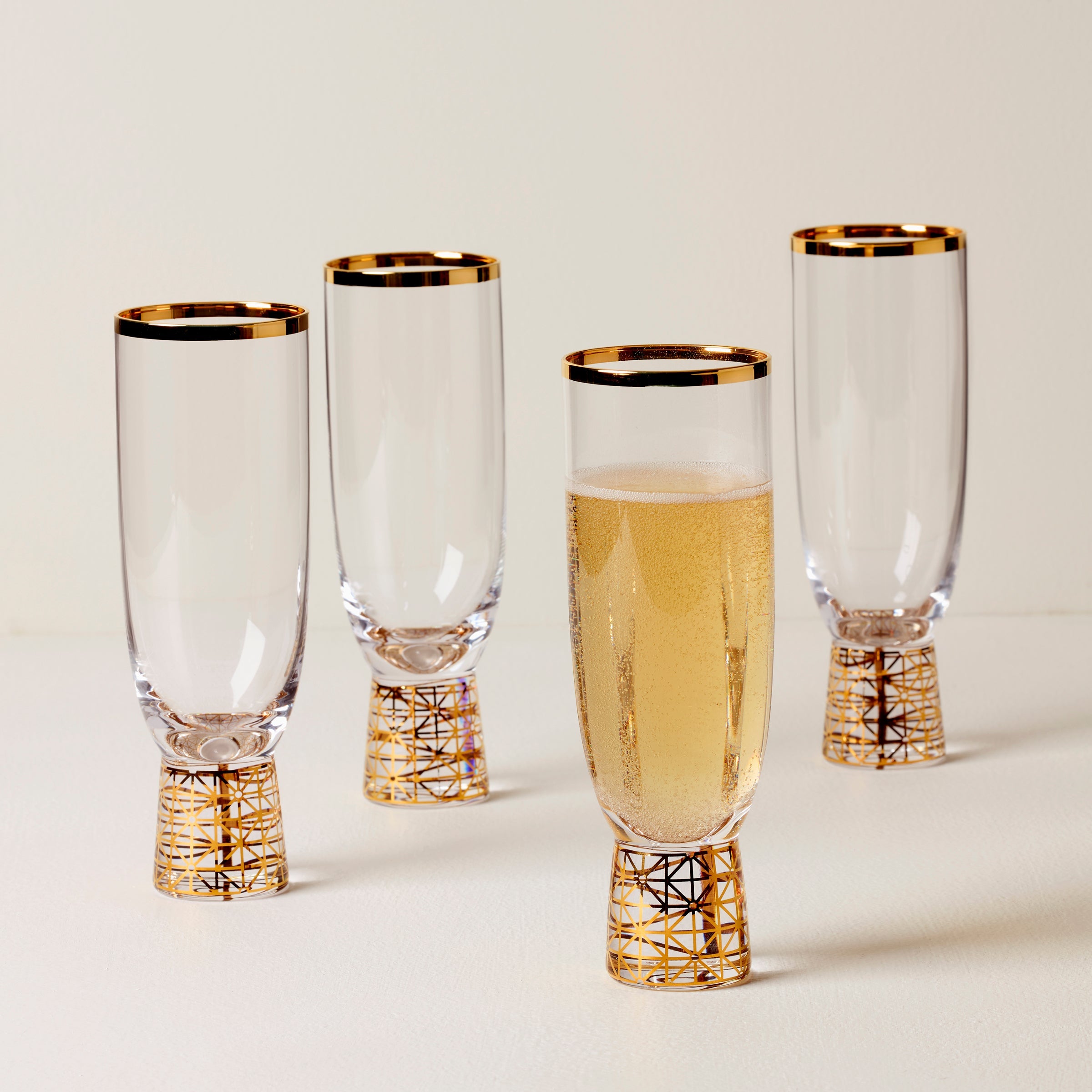 Tuscany Classics Gold Frost Flute Glasses - Set Of 4 - Image 2